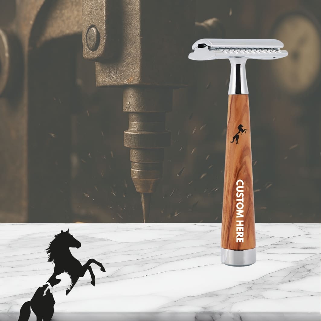 Olive Wood Safety Razor – Custom Engraved