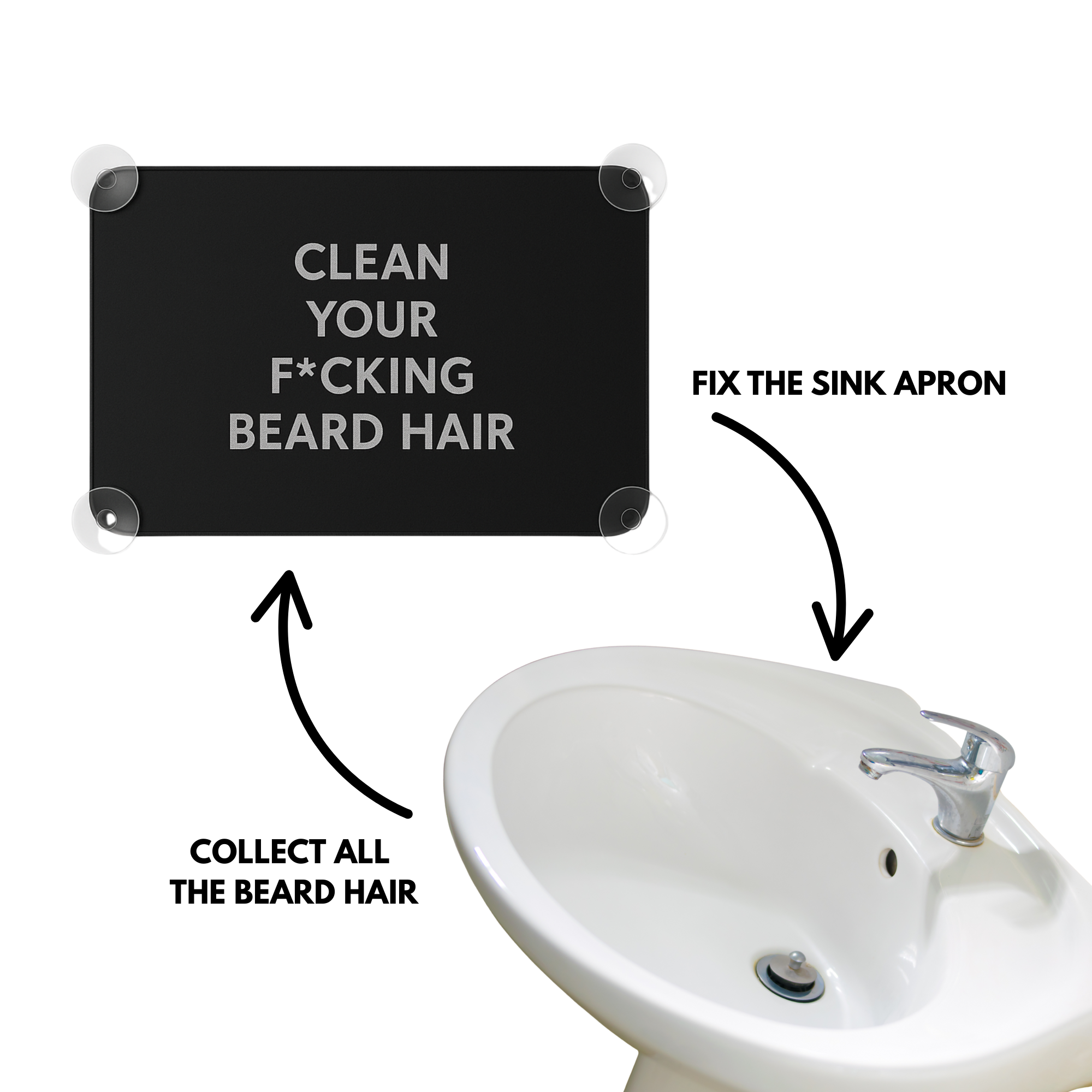 Sink Apron for Beard Hair with Suction Cups | Easy Folding & Clean